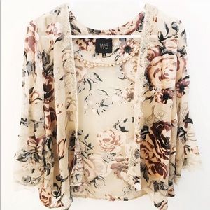 Anthropologie sheer floral kimono size Small
